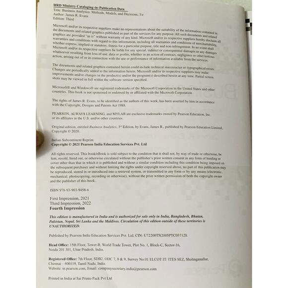 Business Analytics By James Evans, 3rd Edition 2022 - Picture 4 of 4